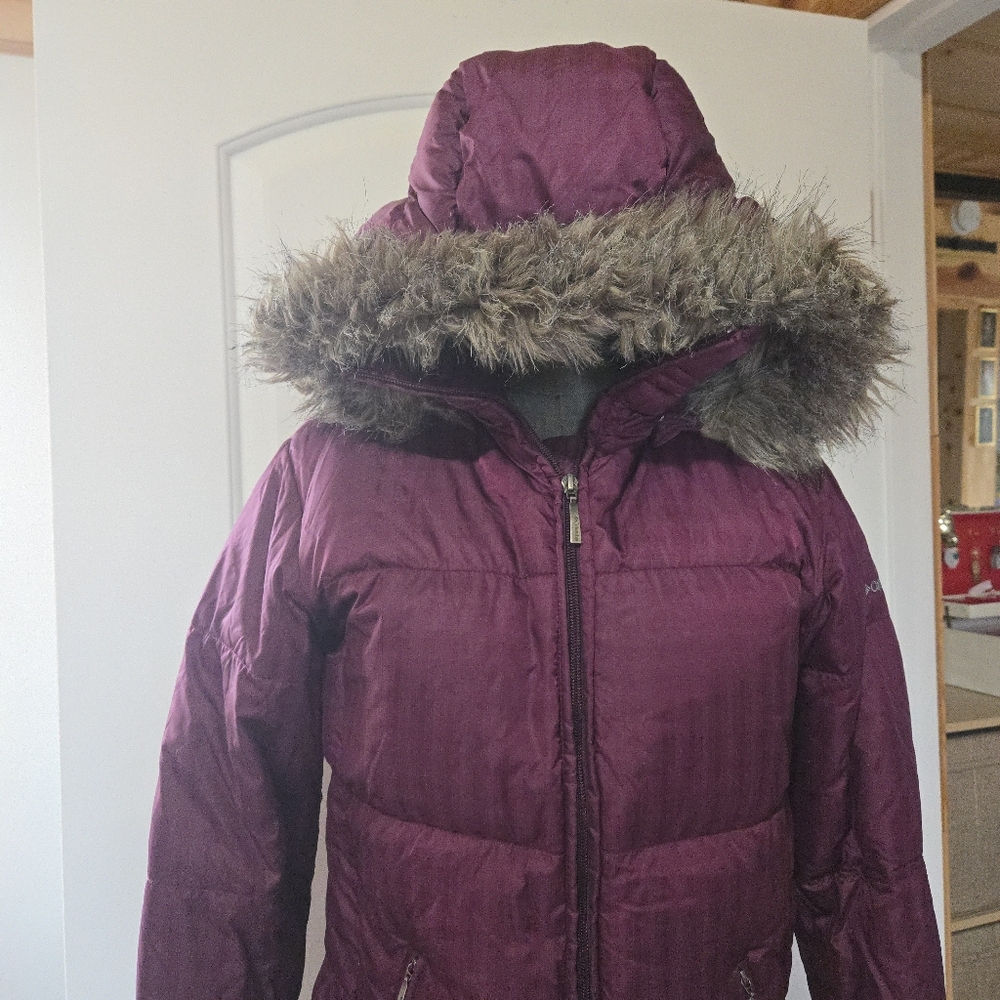Columbia Plum Purple Puffer Hooded Coat, Size S - Picture 3 of 16